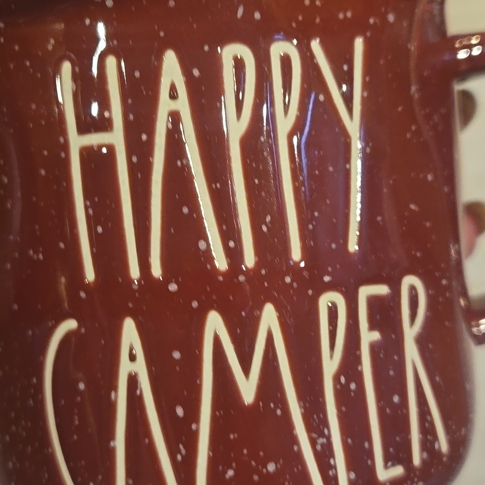 Rae Dunn Artisan Collection By Magenta Burgundy Speckled "Happy Camper" Mug - Picture 2 of 6